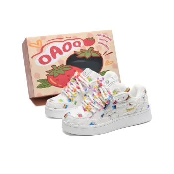 OAOQ Box Low Top Skateboard Shoes Unisex Rainbow Bean