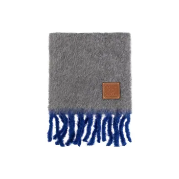 LOEWE Logo Patch Fringed Scarf