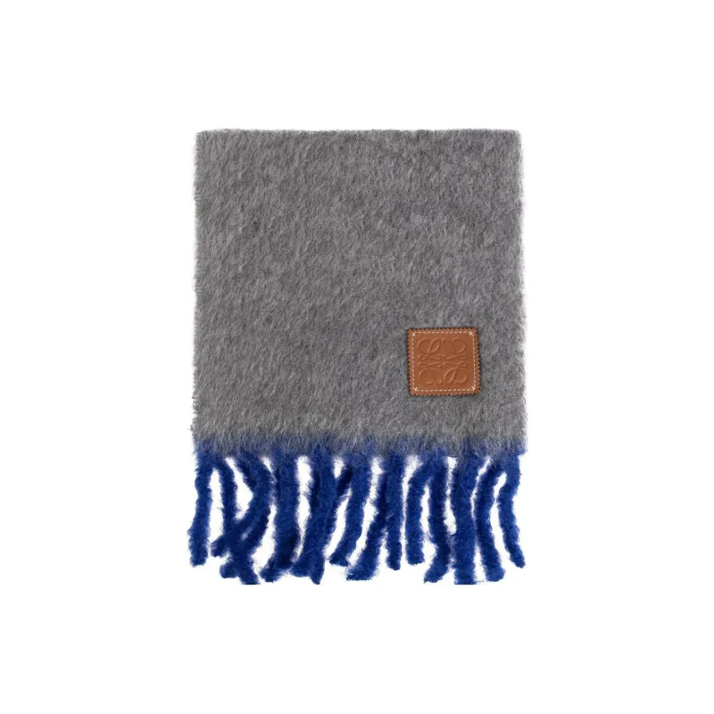 LOEWE Logo Patch Fringed Scarf-0