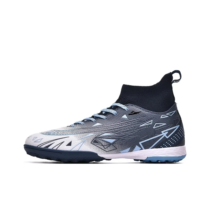 Kuding Soccer Shoes Unisex Mid Top Light Blue Pink/Dark Blue/White Blue-8