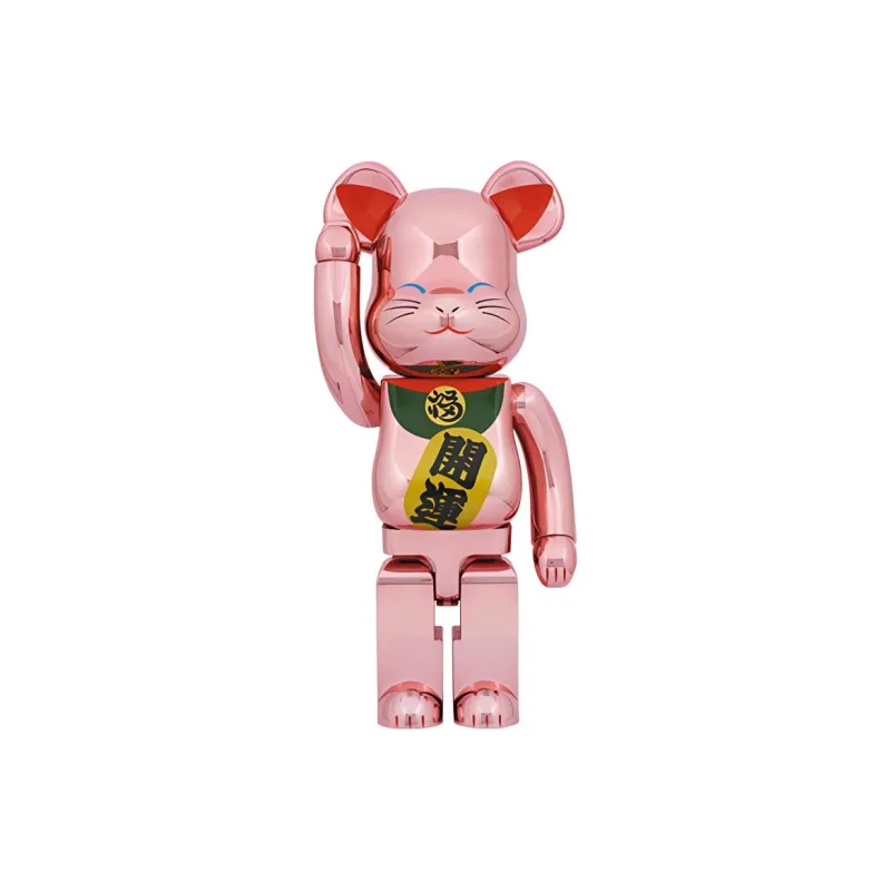 BE@RBRICK X Medicom Toy Maneki Neko Good Luck Peach Gold Plated-2