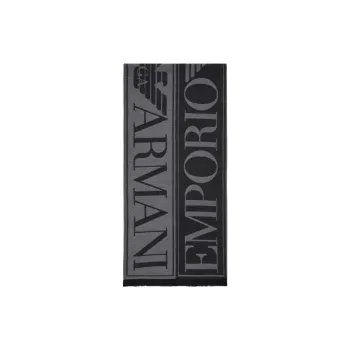 EMPORIO ARMANI Sheep Wool Knit Scarves Men's Black/Gray