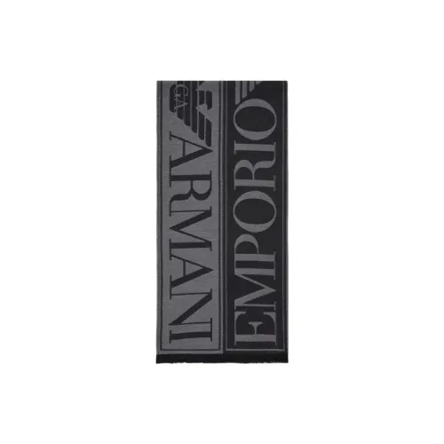EMPORIO ARMANI Sheep Wool Knit Scarves Men's Black/Gray