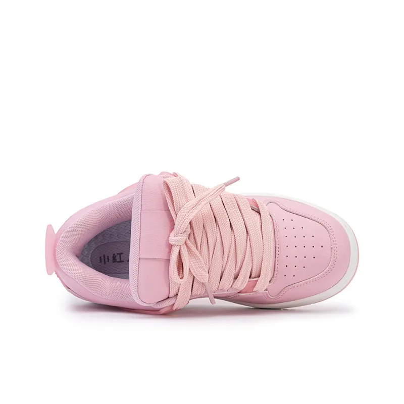 Little Red Man Non slip Lightweight Low Top Skateboard Shoes Women's Pink-2