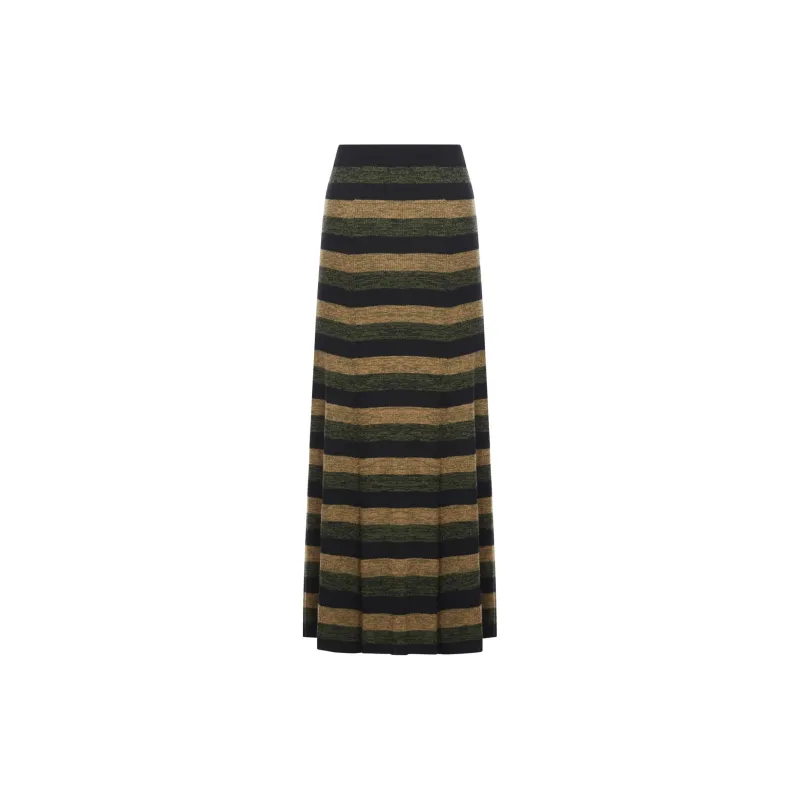 GANNI Striped Ribbed Maxi Skirt-1