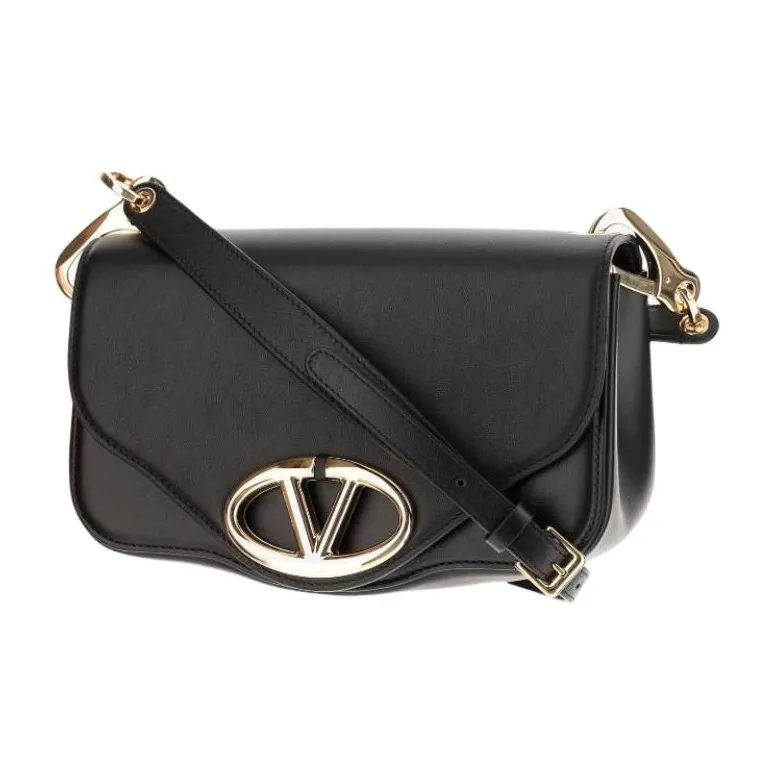 Valentino Vlogo Leather Crossbody Bag Shoulder Bag Women's Black-1