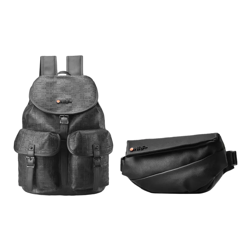 ONRF PVC Backpack Computer Backpack Large Size Men's Black-10
