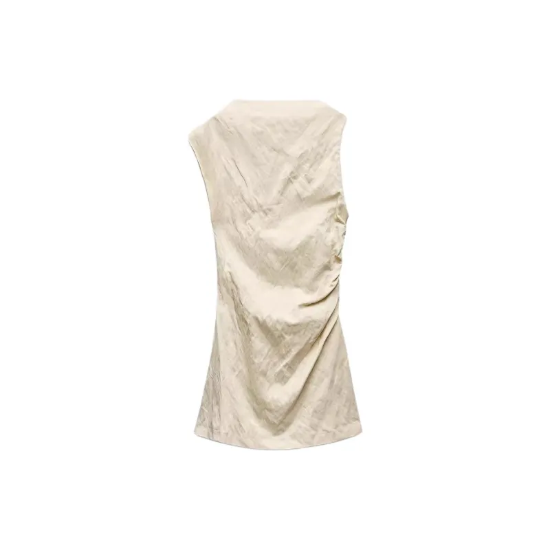 ZARA ZW Series Sleeveless Dress Women's Raw White-1