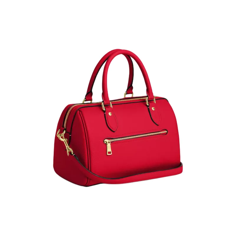 COACH Rowan Litchi Grain Leather Shoulder Bag, Crossbody Bag, Handbag Medium Size Women's Red-1