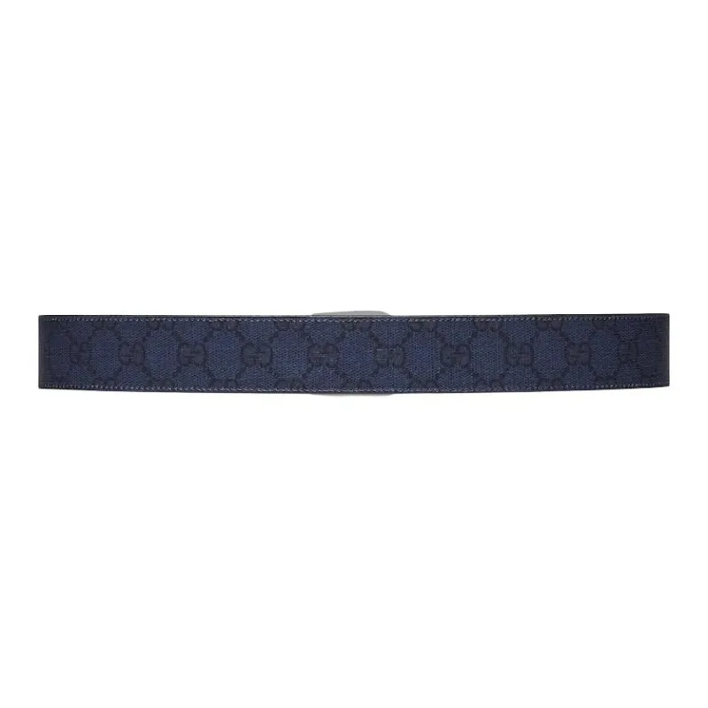 GUCCI Metal Leather Belts Men's Blue/Dark Blue Width .3.6cm-1