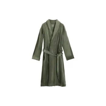 Red Beans At Home Sleep Robe Men's Seaweed Green