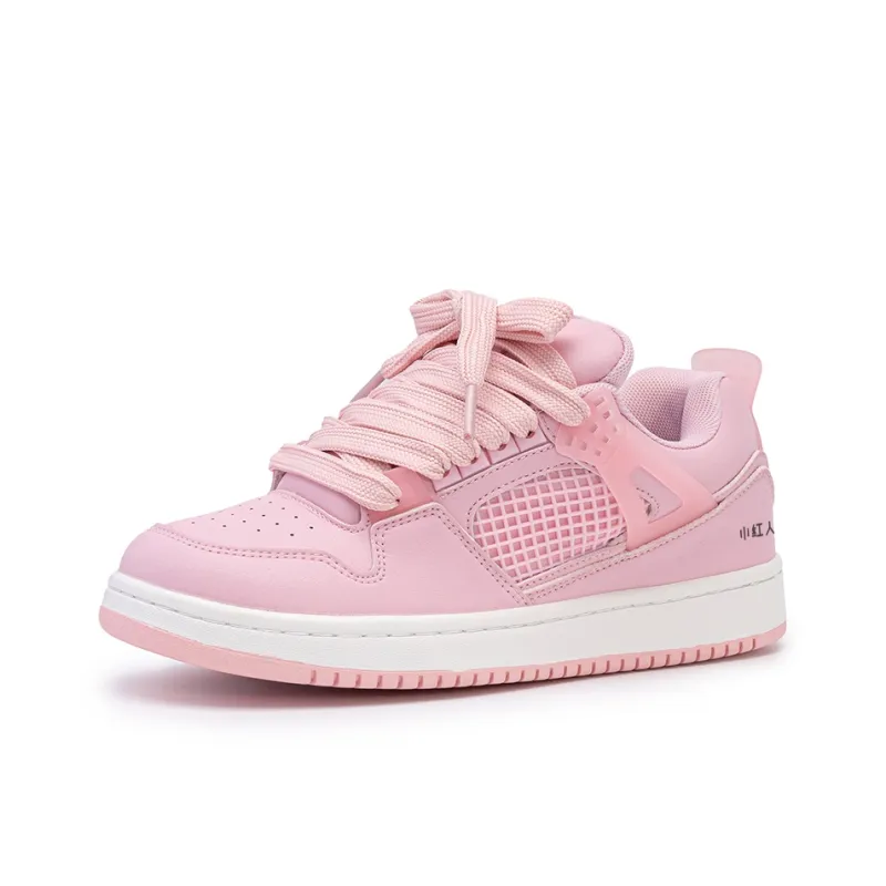 Little Red Man Non slip Lightweight Low Top Skateboard Shoes Women's Pink-1