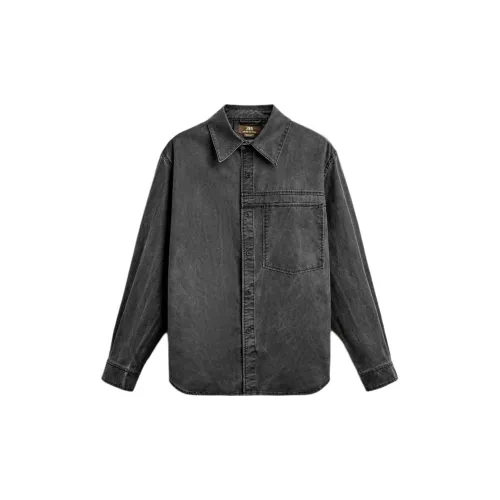 ZARA Denim Jackets Men Dark Gray