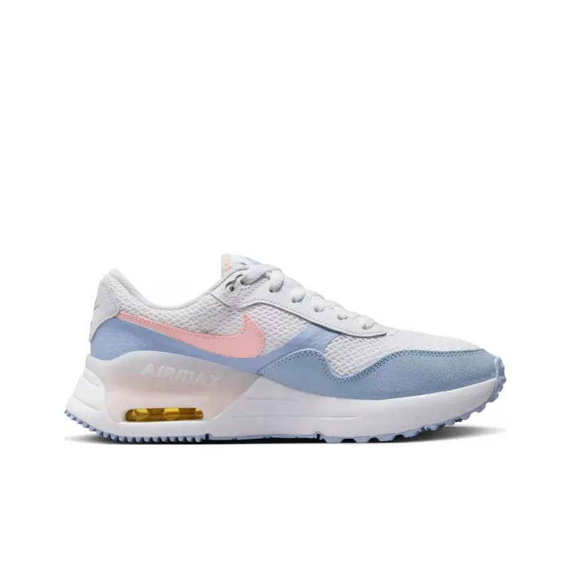 Nike Air Max System Anti Slip Wear Resistant Low Top Casual Running Shoes Women's White Blue Pink-1