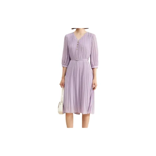 Yiner Long-Sleeved Dresses Women's Lilac