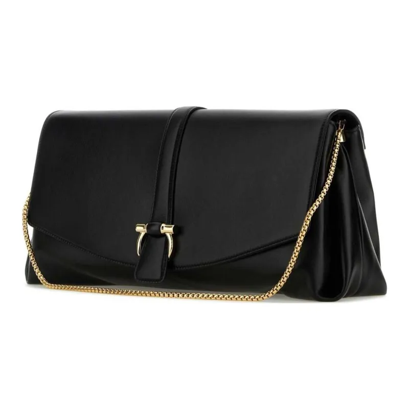FERRAGAMO Leather Shoulder Bag Crossbody Bag Large Size Women's Black-1
