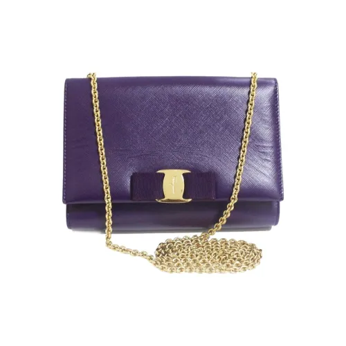 FERRAGAMO Cow Leather Shoulder Bag Women's Purple