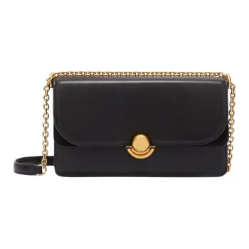 Furla Calfskin Suede Crossbody Bag Shoulder Bag Small Size Women's Black