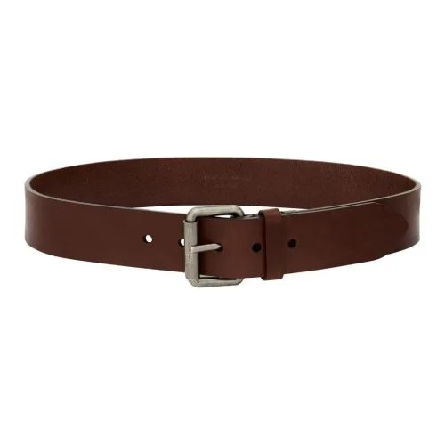 SAINT LAURENT Leather Leather Belts Unisex Brown Width: 4CM