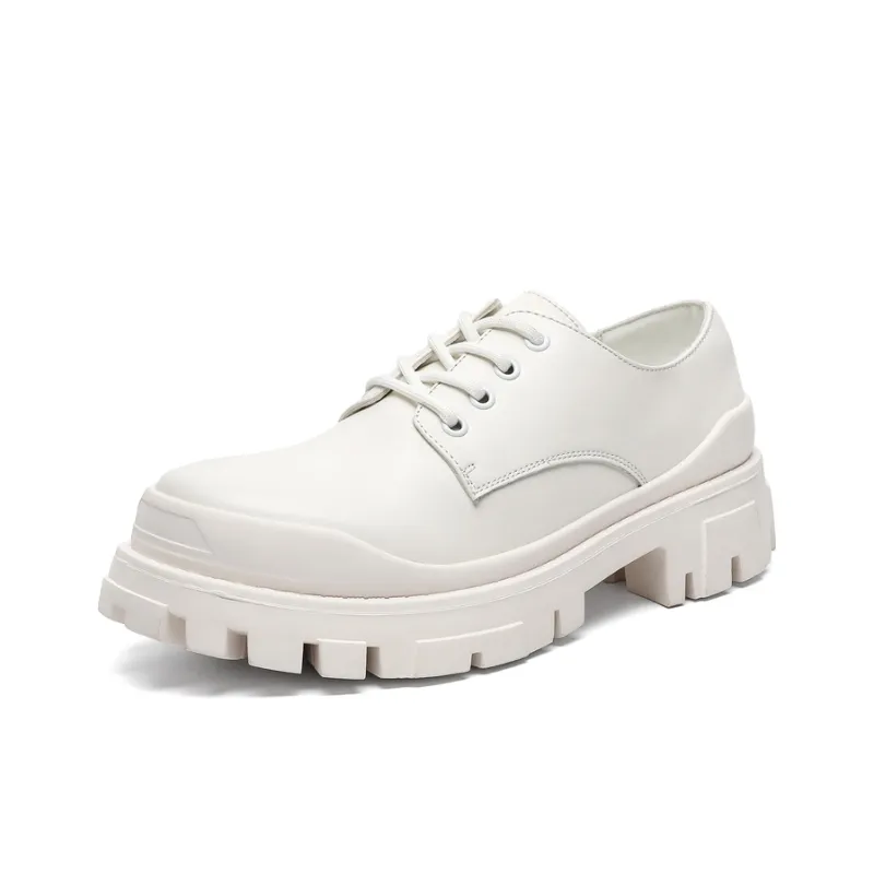V05 Large Head Derby Shoes Platform Height Increasing Couple Leather Shoes British Advanced Feel Commute Casual Shoes-4