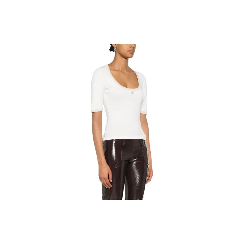 COURREGES Holistic Contrast Cotton T shirt-3