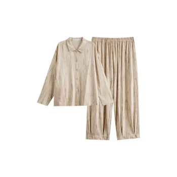 Same Language Pajama Set Women's Apricot Tree Pattern