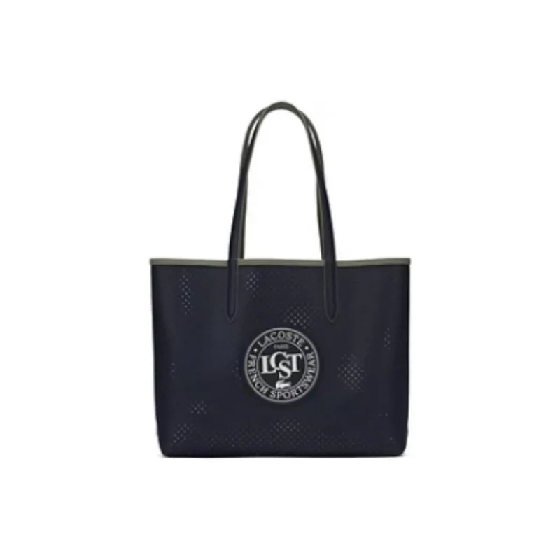 LACOSTE PVC Tote Bag Shopping Bag Handbag Large Size Women's Olive Green & Dark Blue-1