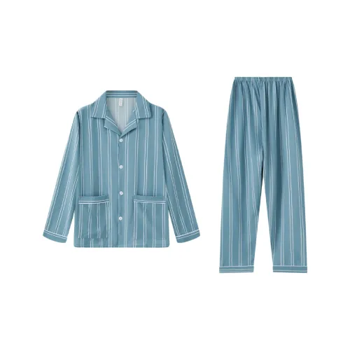 Sleep Students Dormitory Home Outerwear Ready Pajama Set Men's Blue