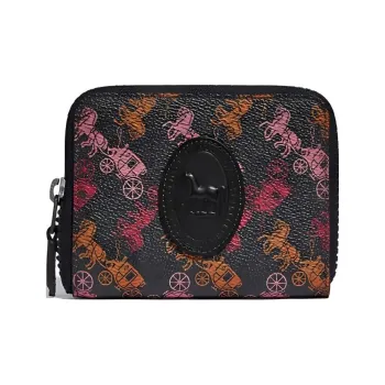 COACH Monogram Canvas With Leather Wallets Clutches Small Size Women's Black
