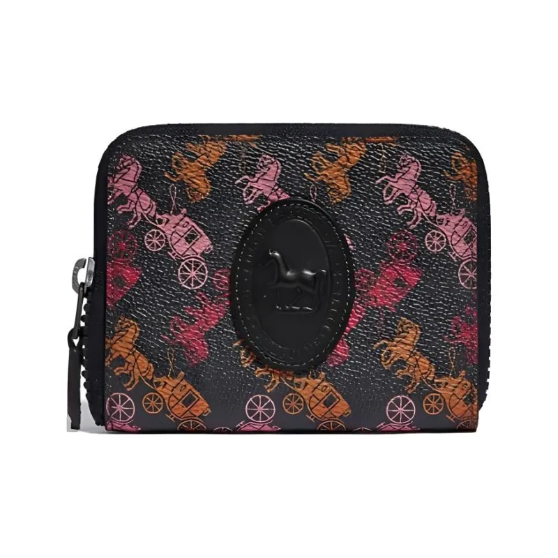 COACH Monogram Canvas With Leather Wallets Clutches Small Size Women's Black-0
