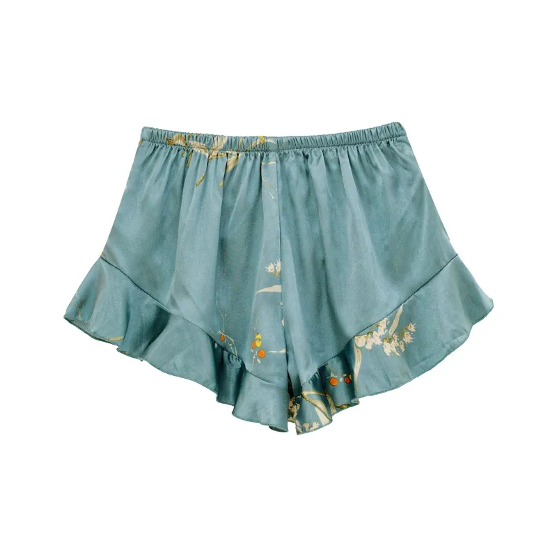 Flowers In Water Pajama Set Women's Green Cherry-7