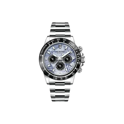 RENOVO Panda Collection Automatic Mechanical Movement Stainless Steel Watchband Watch Men's Watches Cut Out Dial