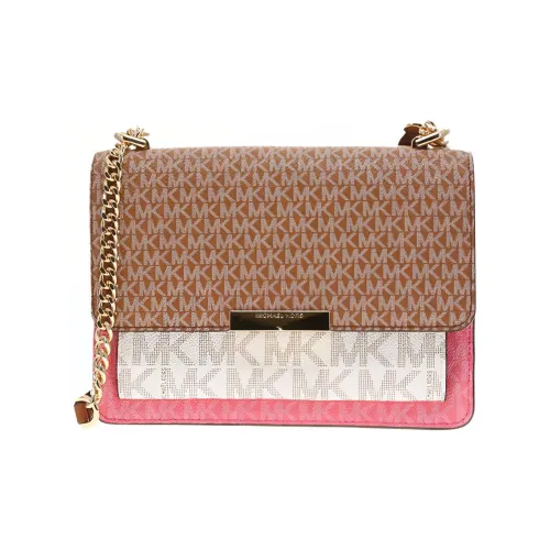 MICHAEL KORS Jade Patchwork Crossbody Bag Shoulder Bag Women's Vanilla With Pink