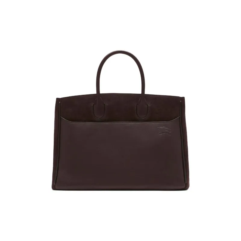 Burberry Calfskin Tote Bag Shopping Bag Handbag Small Size Women's Dark Brown-2