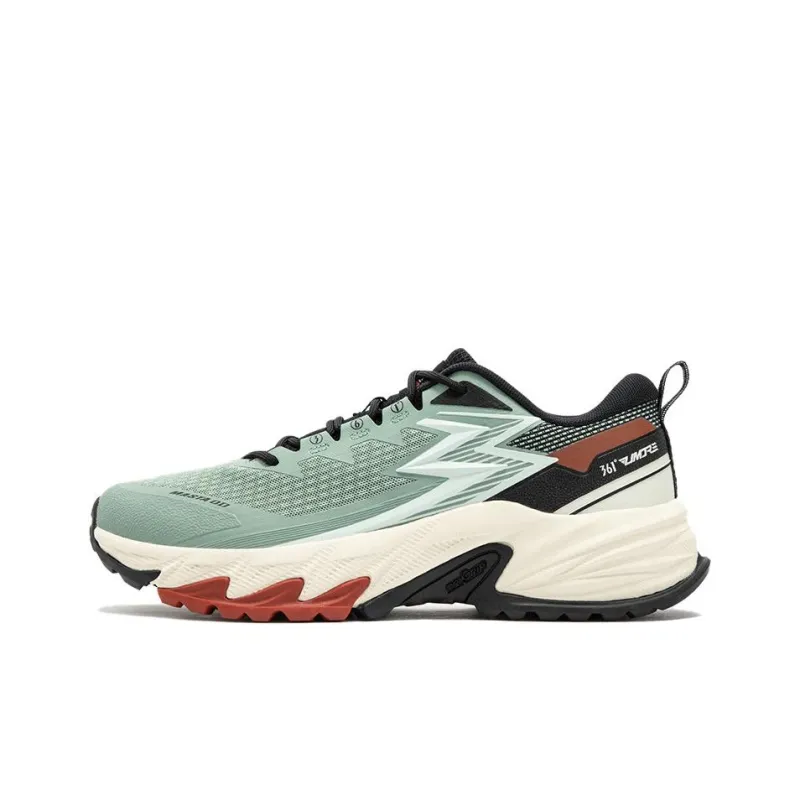 361° Cushioning, Wear Resistant Low Top Trail Running Shoes Men's Green Red Black-0