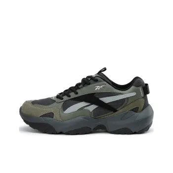 Reebok FLUFFI PUFF CN Anti Slip Wear Resistant Breathable Height Increasing Low Top Running Shoes Unisex Gray Green