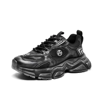 Acupuncture Cushioned Slip Resistant Low Top Chunky Sneakers Men's Black