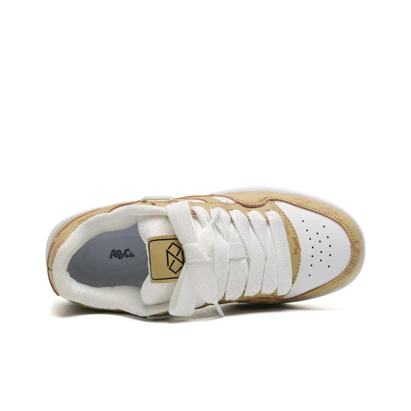 ABCIO Water-Resistant Cushioning Lightweight Height Increasing Low-Top Skateboard Shoes Unisex Khaki White Box Included-6