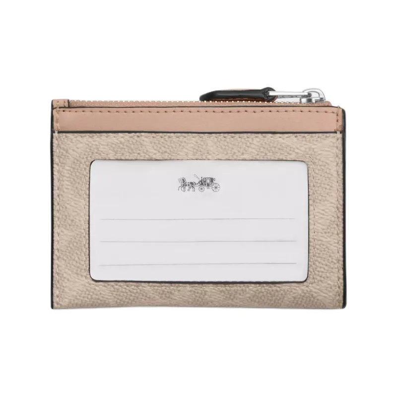 COACH Mini Id Skinny Coated Canvas Card Holder Mini Women's Sand-1