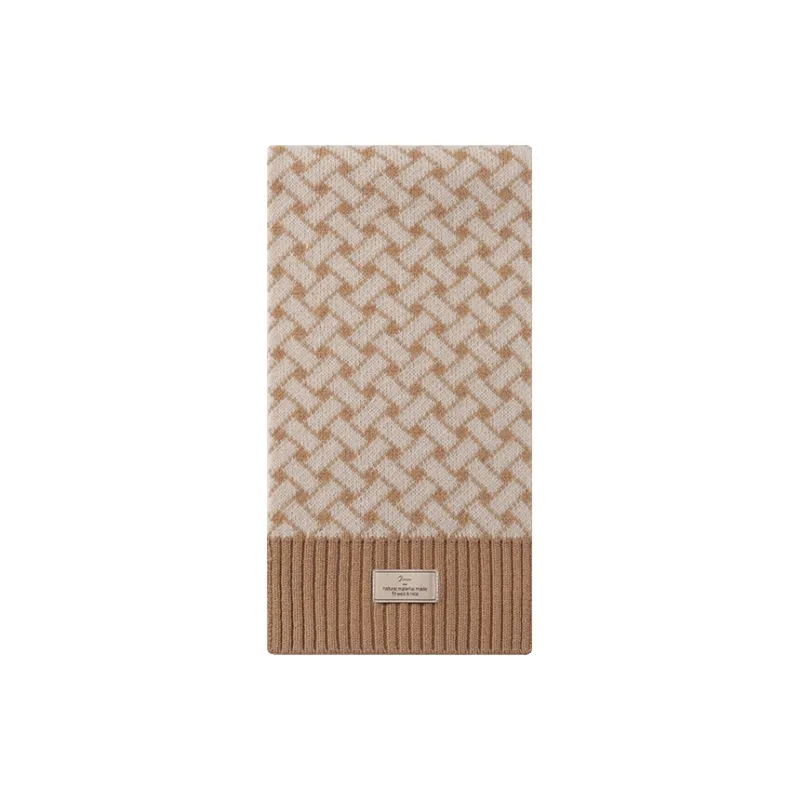 JIUMU 100% Sheep Wool Knit Scarves Women's Mercury Gray/Desert Camel/Camel Brown-1