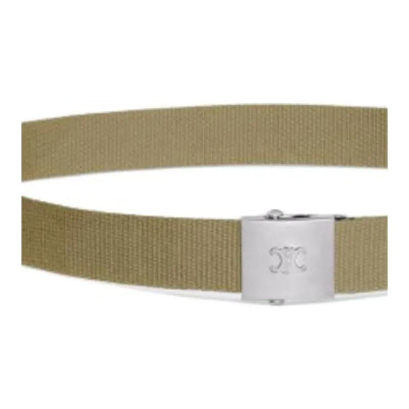 CELINE Leather Belt Men's Khaki 3CM-2
