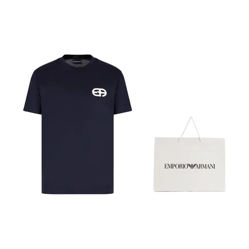 EMPORIO ARMANI Lyocell blend Jersey T shirt With Embossed Ea Logo Embroidery-1