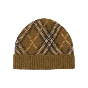 Burberry Checked Ribbed Knit Beanie