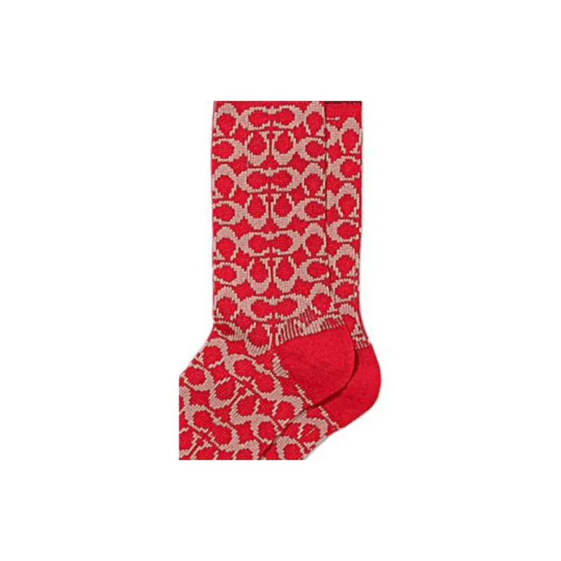 COACH Mid-Calf Socks Women's 1 Pack Red-5