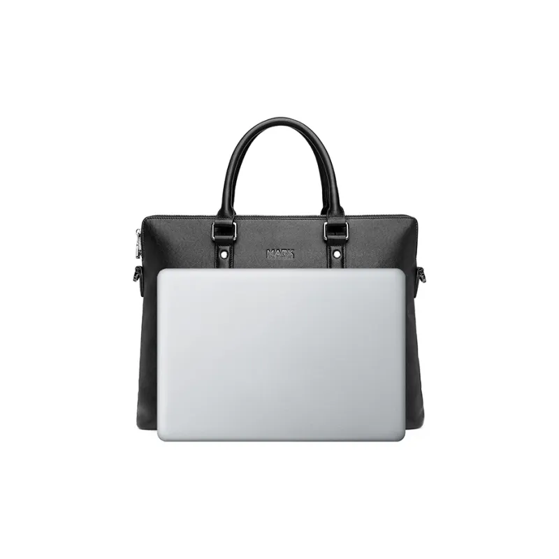 FAIRWHALE Top Grain Cow Leather Handbags Briefcases Men's Black-3