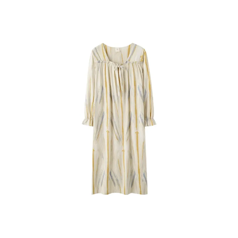 Qin Jing Nightgown Women's Floral Apricot-1