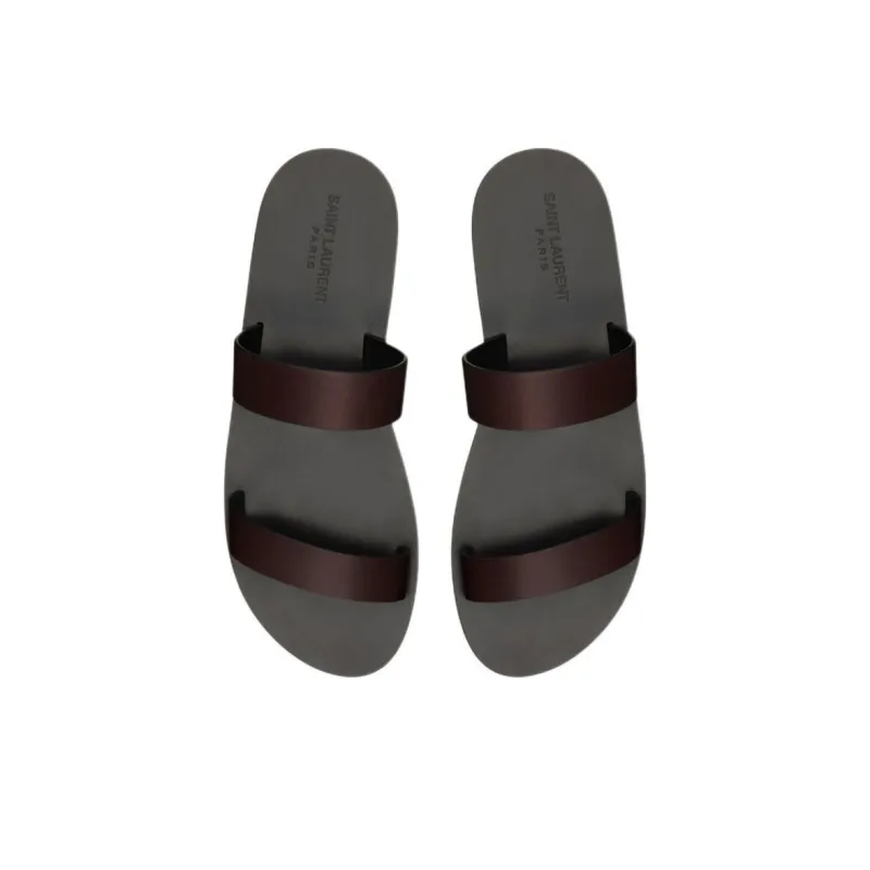 SAINT LAURENT Slide Slippers Men's Dark Brown-3