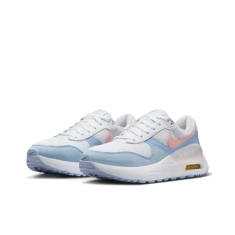Nike Air Max System Anti Slip Wear Resistant Low Top Casual Running Shoes Women's White Blue Pink-2