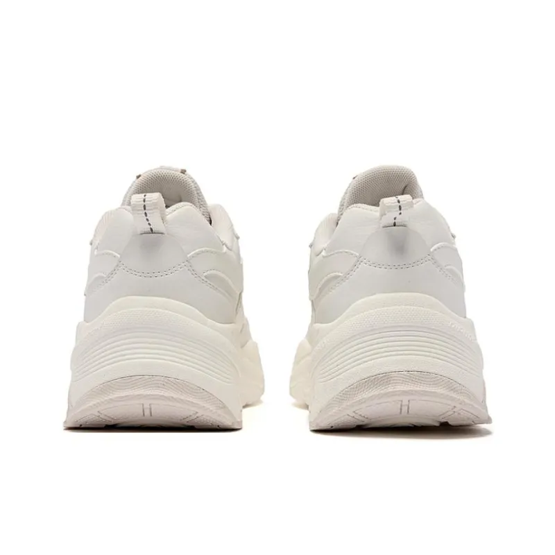 QIAODAN Lightweight Anti Slip And Wear Resistant Low Top Chunky Sneakers Women's Birch White-4