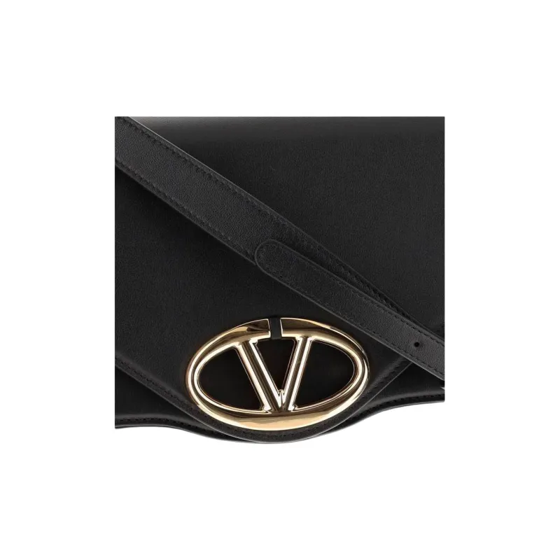 Valentino Vlogo Leather Crossbody Bag Shoulder Bag Women's Black-3